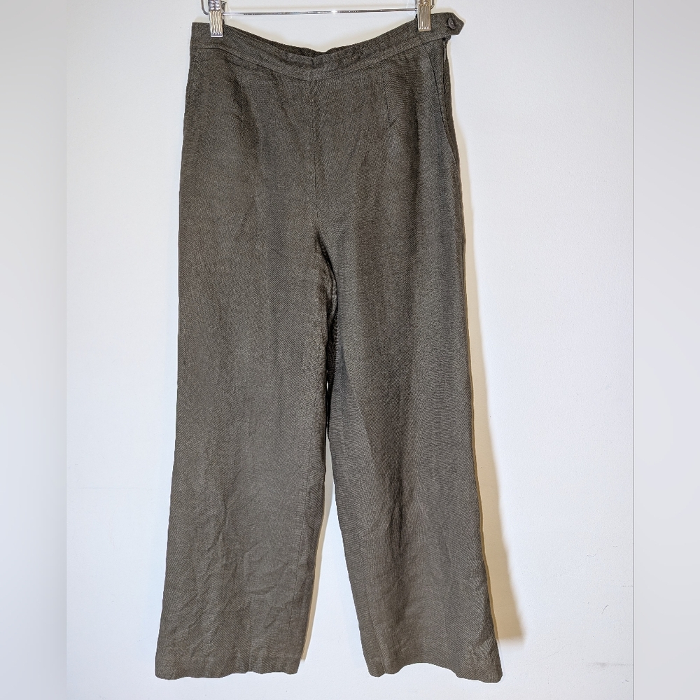 Vintage Talbot's Irish Linen Olive Green Wide Leg Pants